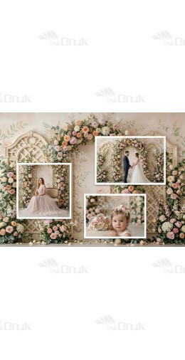 Tło fotograficzne „Kwiatowa pergola z różami – elegancki ogród vintage” | 4105